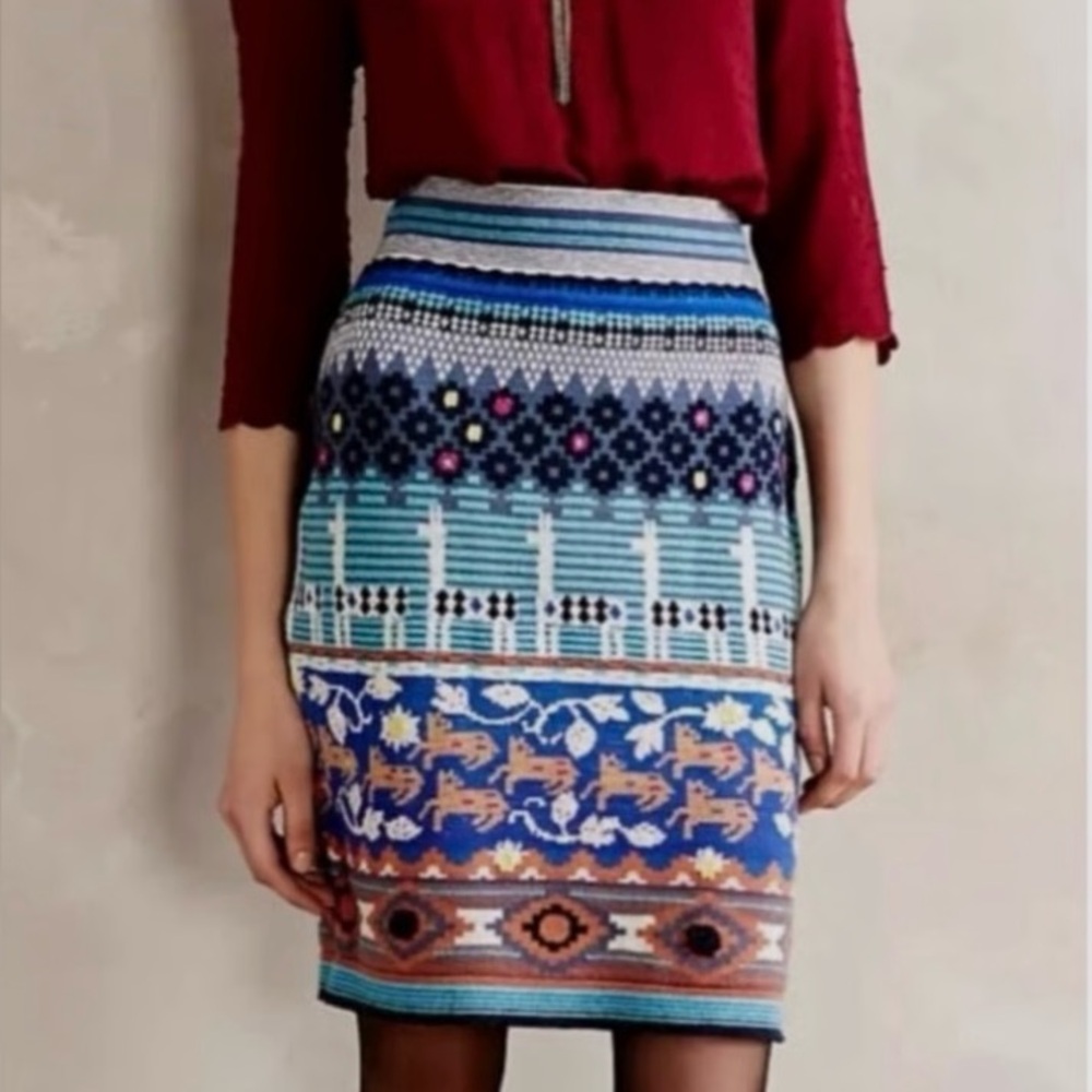 Anthropologie HWR knit llama skirt